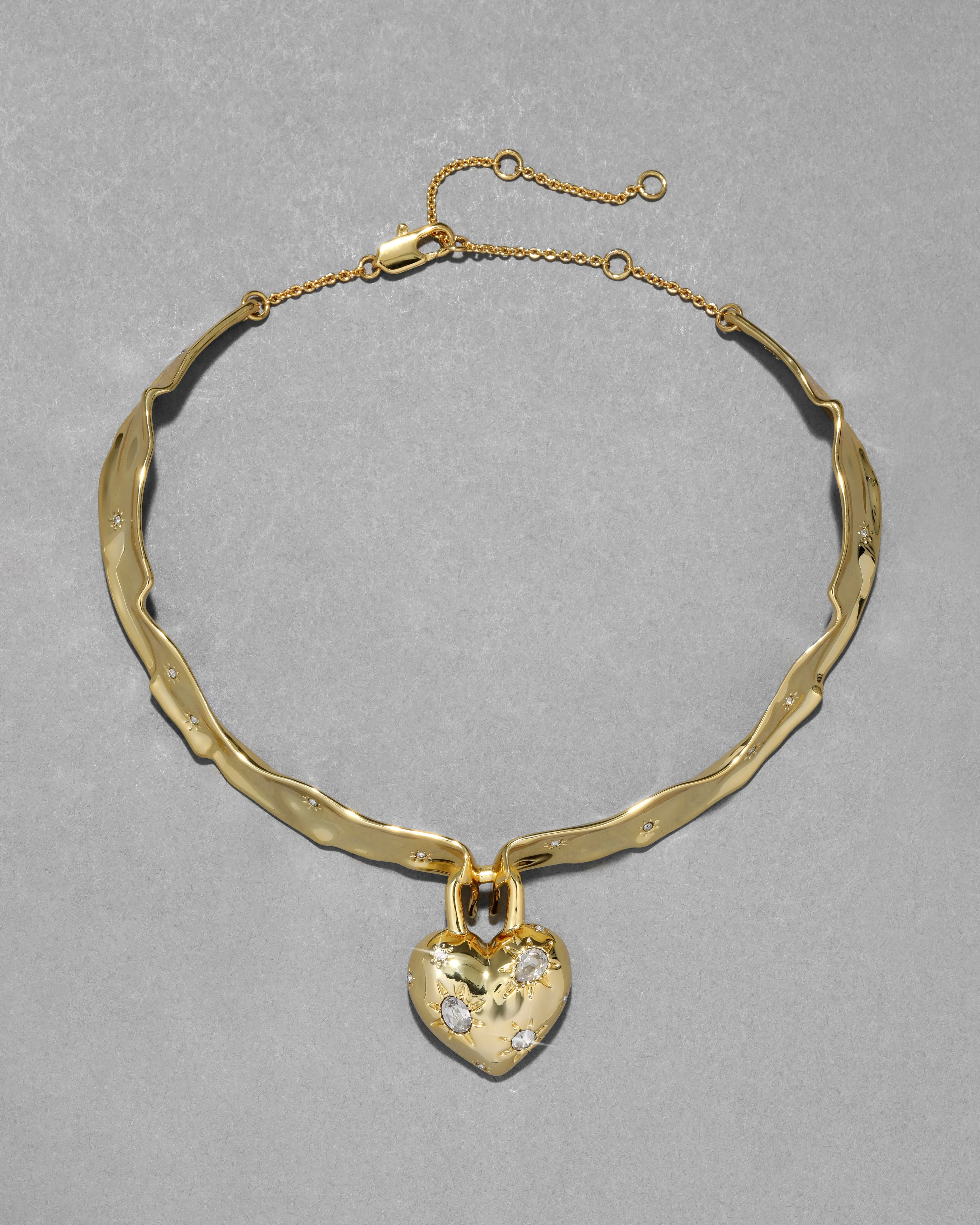 Starburst Crystal Puffy Heart Collar Necklace sold by Alexis Bittar