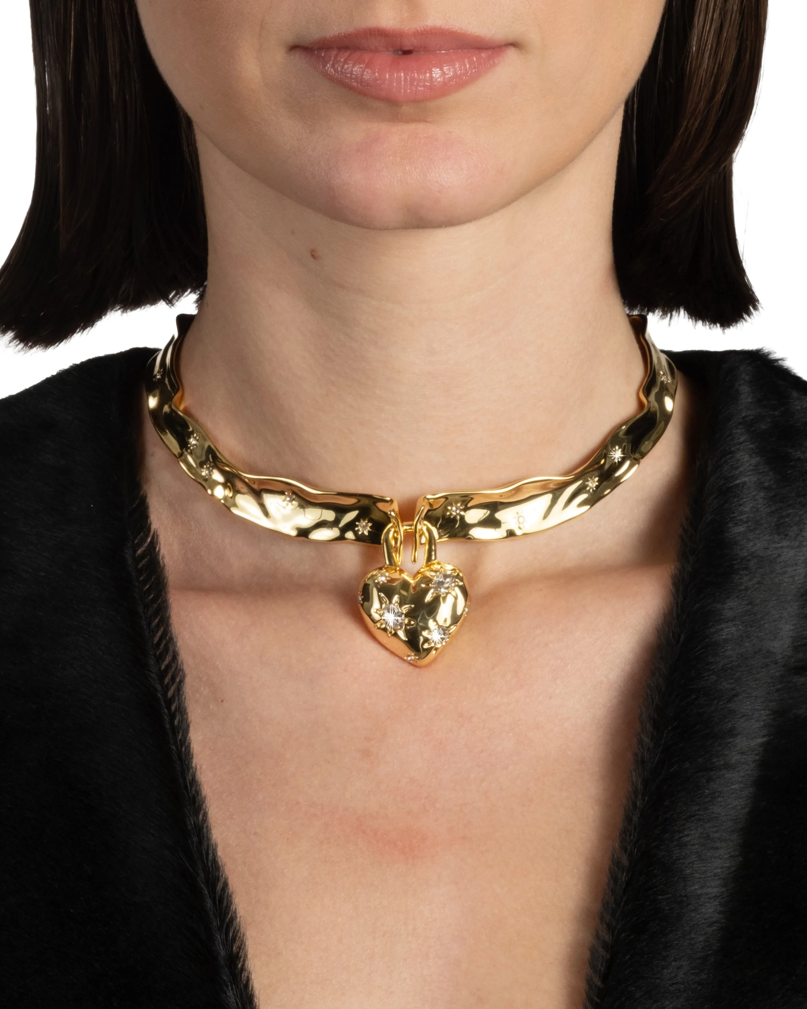 Starburst Crystal Puffy Heart Collar Necklace sold by Alexis Bittar product image thumbnail 2