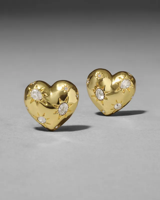 Starburst Crystal Puffy Heart Stud Earring sold by Alexis Bittar