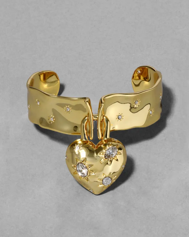 Starburst Crystal Puffy Heart Cuff Bracelet made by Alexis Bittar