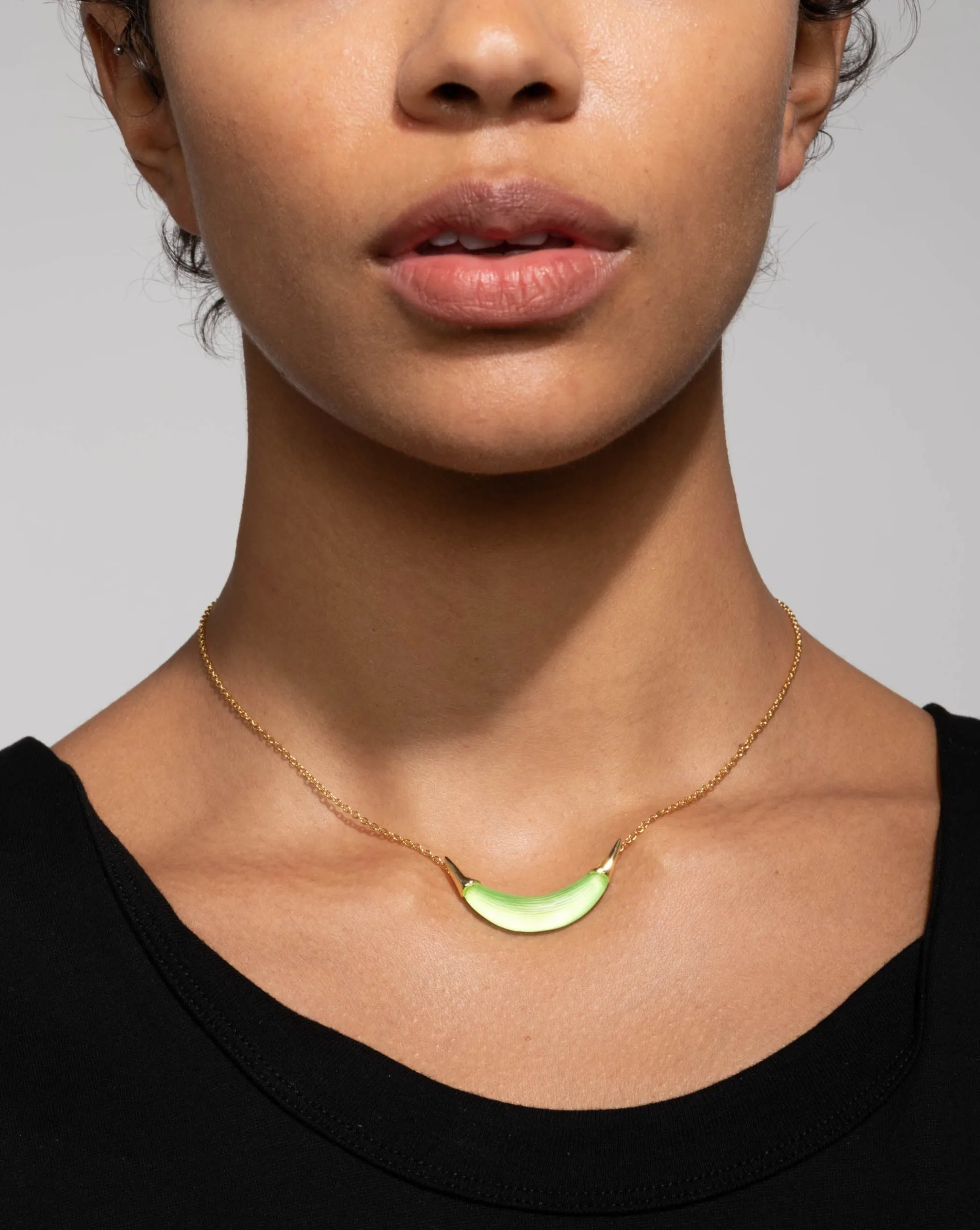 Gold Capped Crescent Lucite Necklace- Neon Green sold by Alexis Bittar product image thumbnail 3