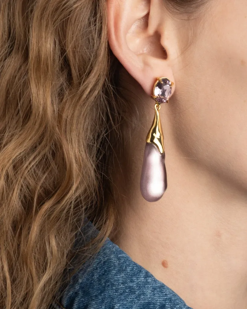 Bonbon Crystal Small Teardrop Earring- Dusty Rose sold by Alexis Bittar product image thumbnail 5