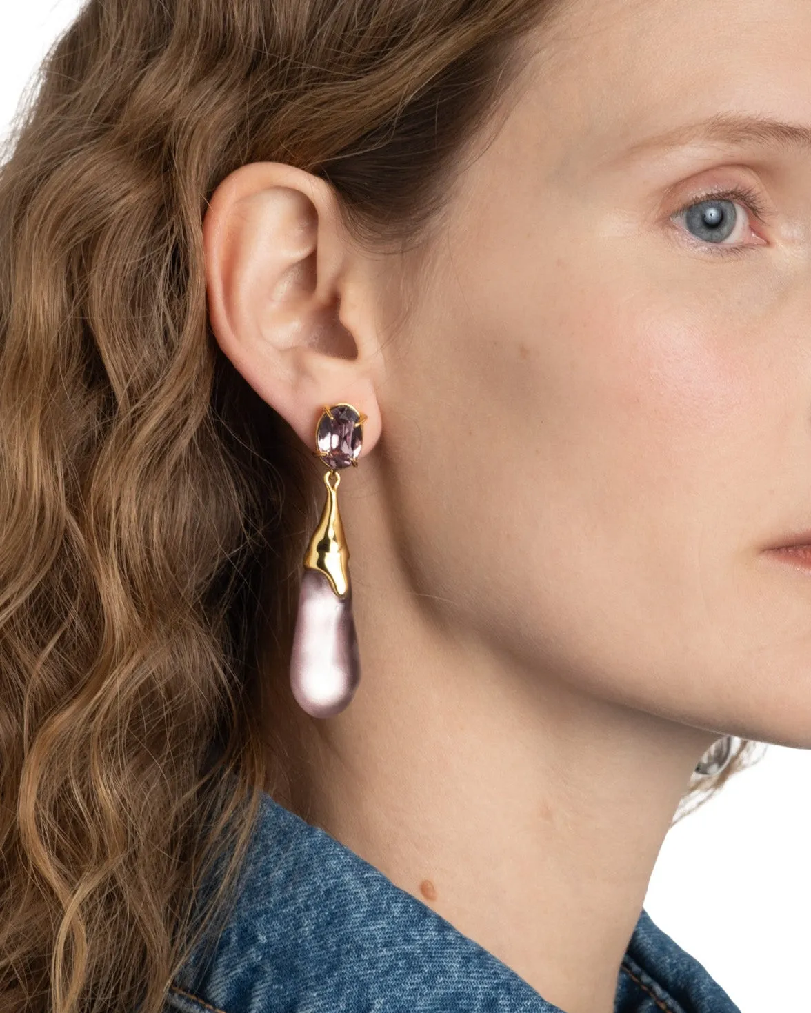 Bonbon Crystal Small Teardrop Earring- Dusty Rose sold by Alexis Bittar product image thumbnail 3