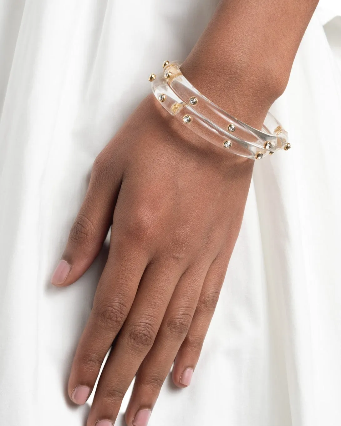 Crystal Studded Lucite Hinge Bracelet- Clear sold by Alexis Bittar product image thumbnail 2