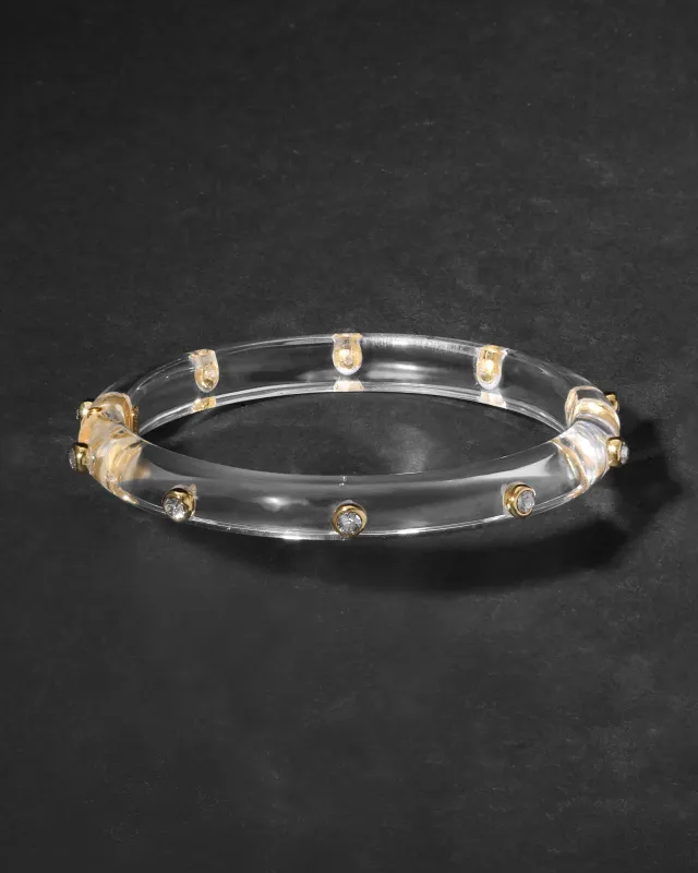 Crystal Studded Lucite Hinge Bracelet- Clear sold by Alexis Bittar