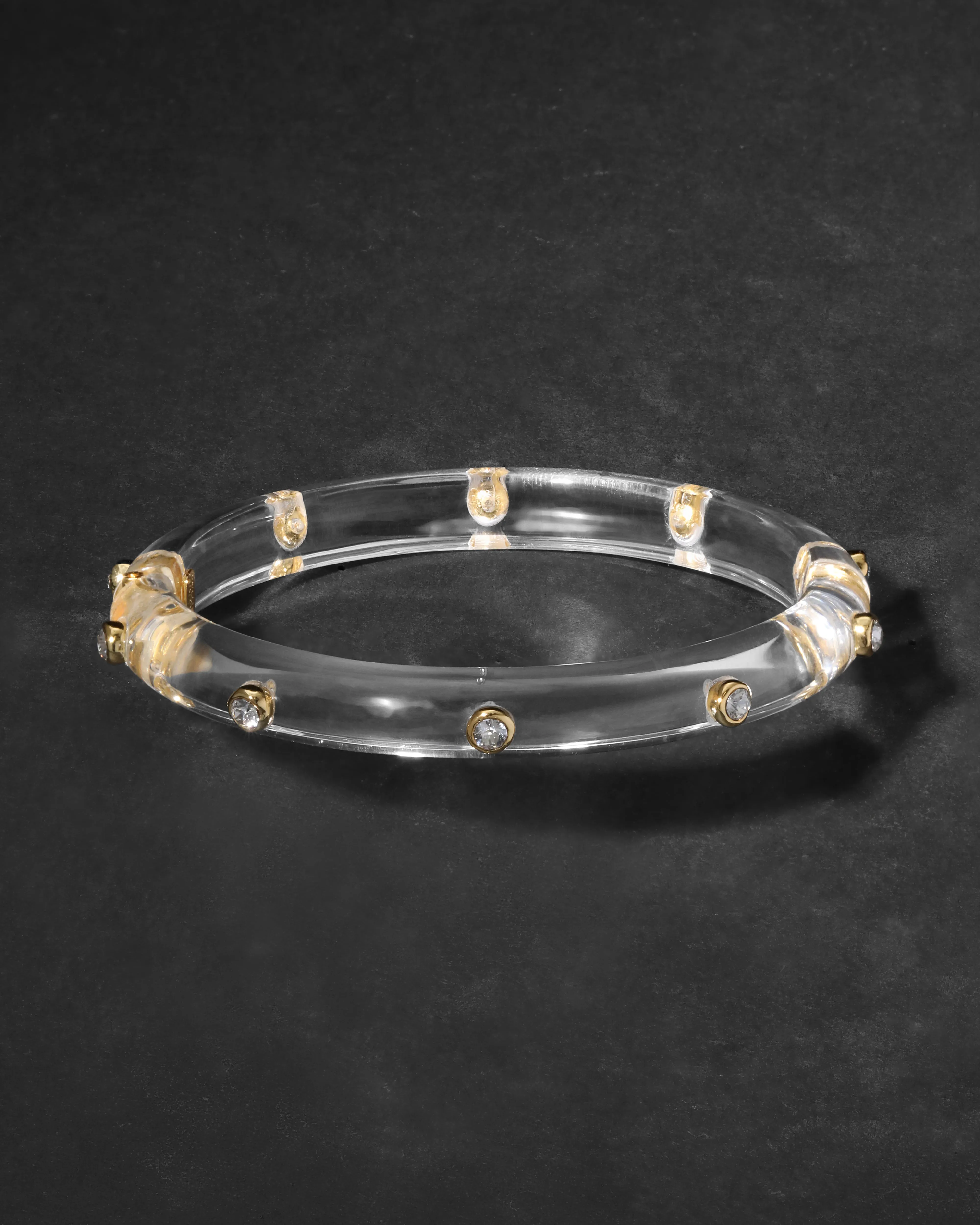 Crystal Studded Lucite Hinge Bracelet- Clear sold by Alexis Bittar