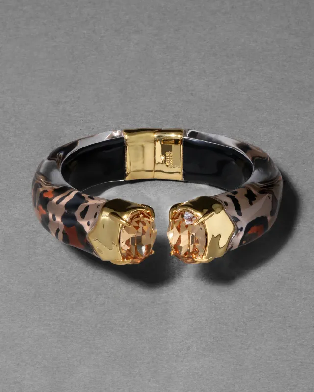 Bonbon Crystal Lucite Hinge Bracelet- Leopard made by Alexis Bittar