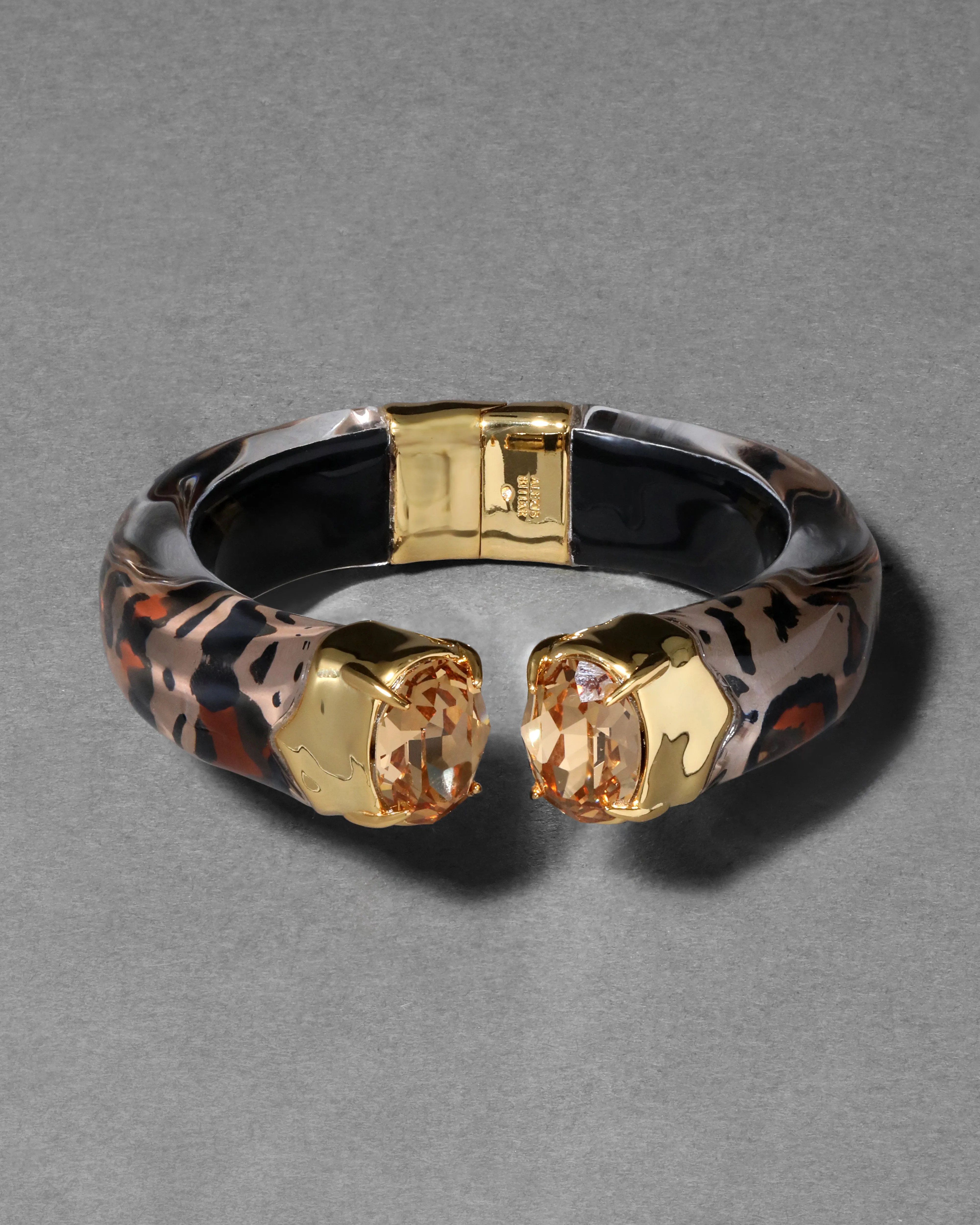 Bonbon Crystal Lucite Hinge Bracelet- Leopard sold by Alexis Bittar