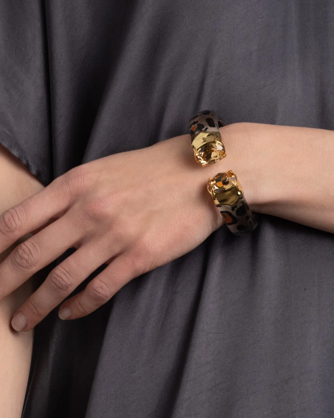 Bonbon Crystal Lucite Hinge Bracelet- Leopard sold by Alexis Bittar product image thumbnail 2