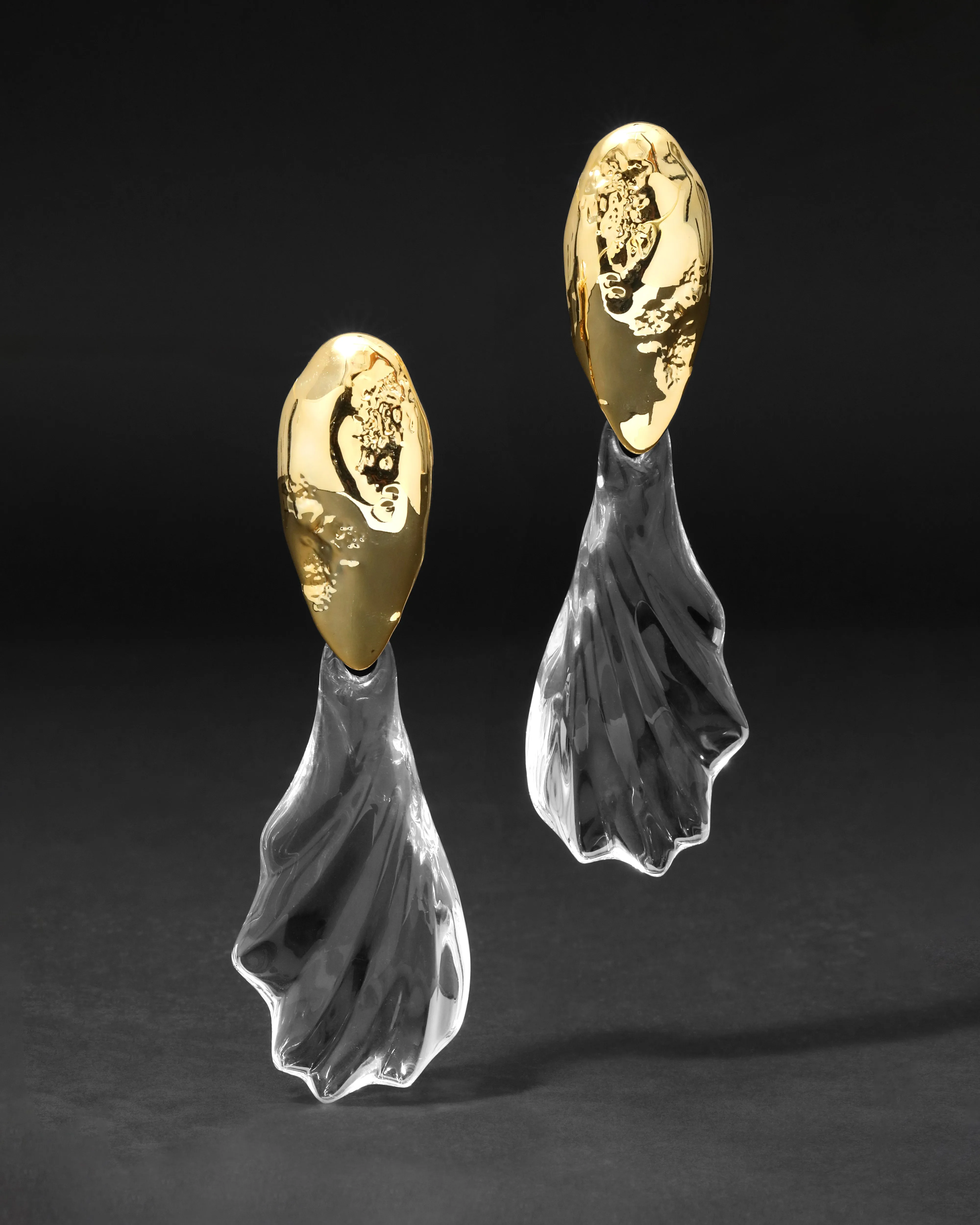Lucite Brutalist Ripple Clip Earring sold by Alexis Bittar