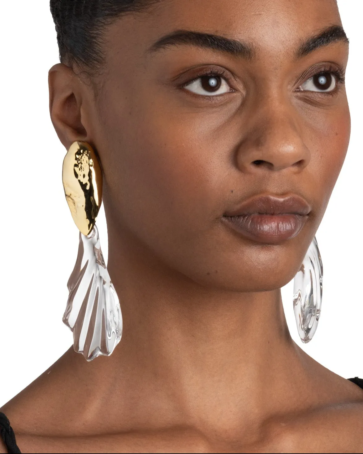 Lucite Brutalist Ripple Clip Earring sold by Alexis Bittar product image thumbnail 2