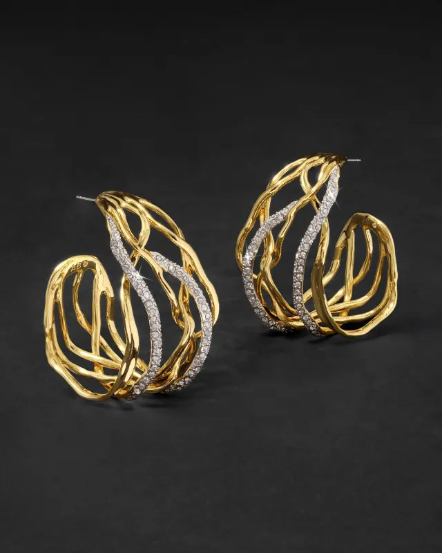 Solanales Crystal Woven Hoop Earring sold by Alexis Bittar