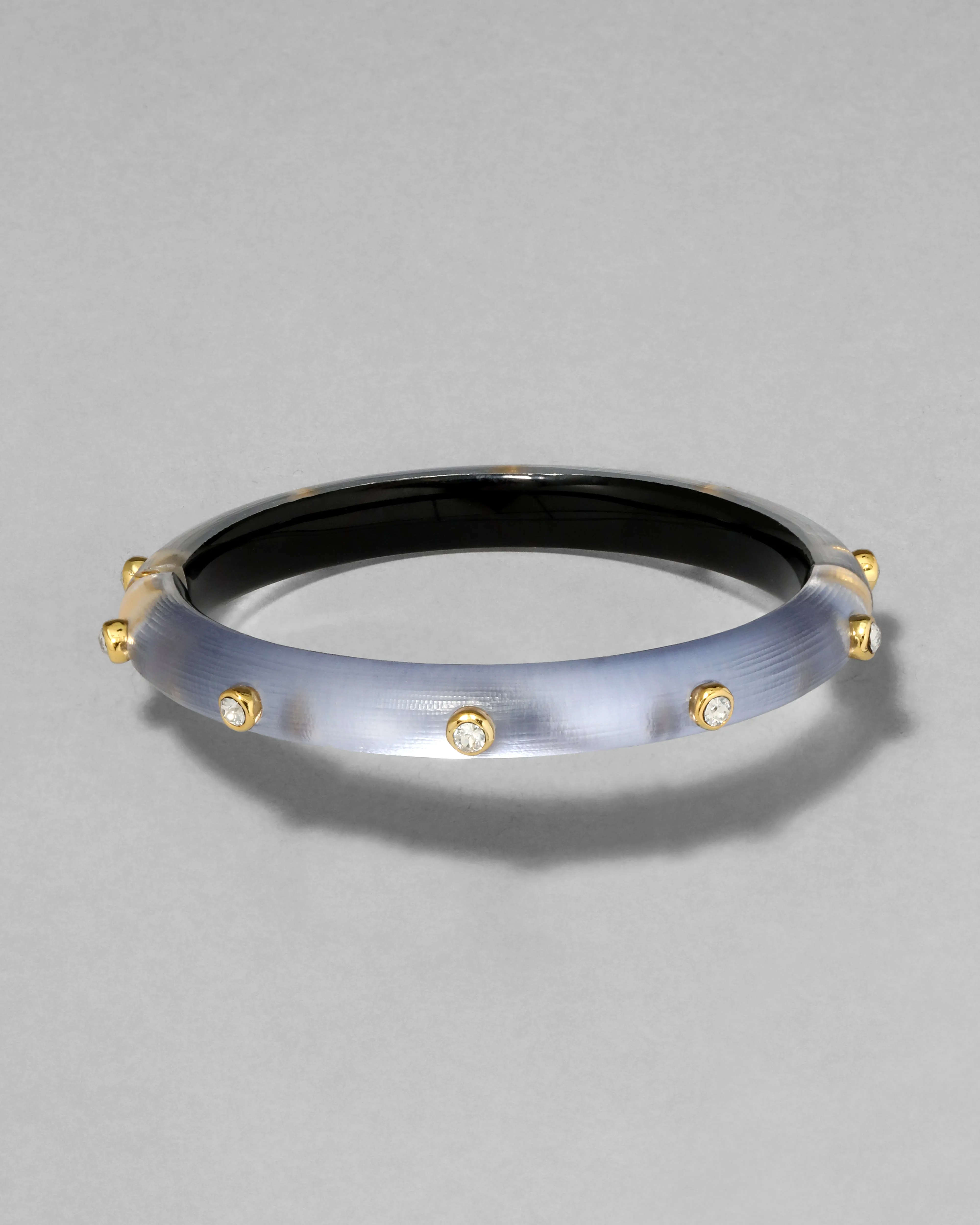 Crystal Studded Lucite Hinge Bracelet- Steel Blue sold by Alexis Bittar