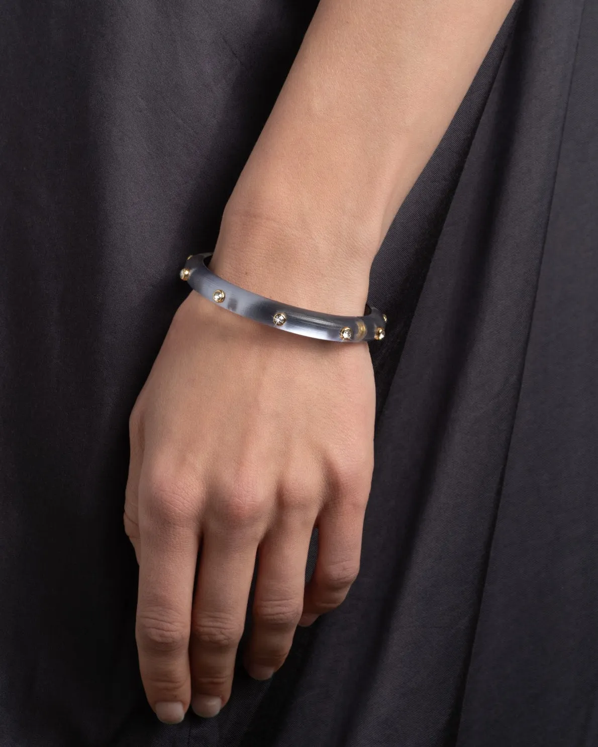 Crystal Studded Lucite Hinge Bracelet- Steel Blue sold by Alexis Bittar product image thumbnail 2
