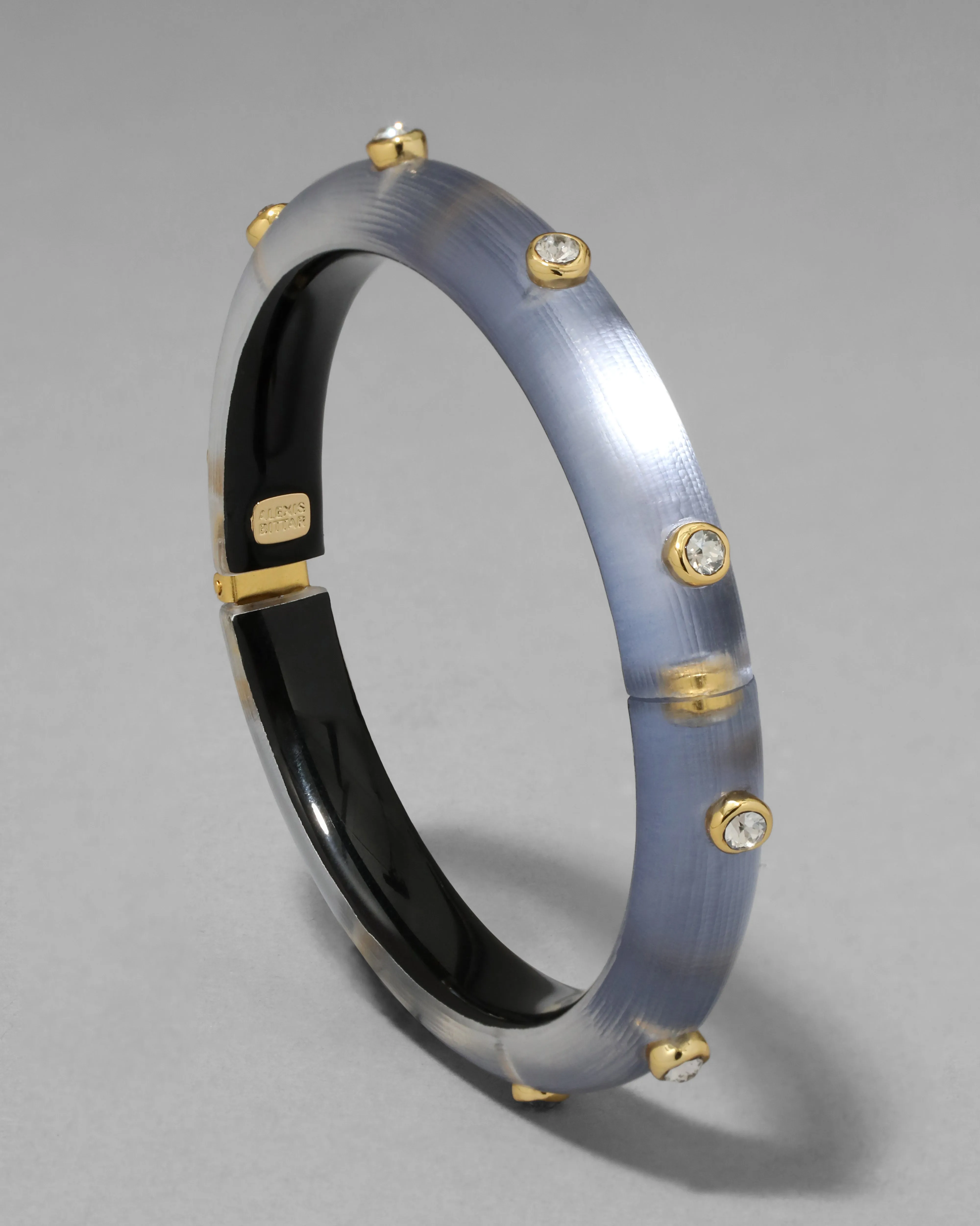 Crystal Studded Lucite Hinge Bracelet- Steel Blue sold by Alexis Bittar product image thumbnail 4