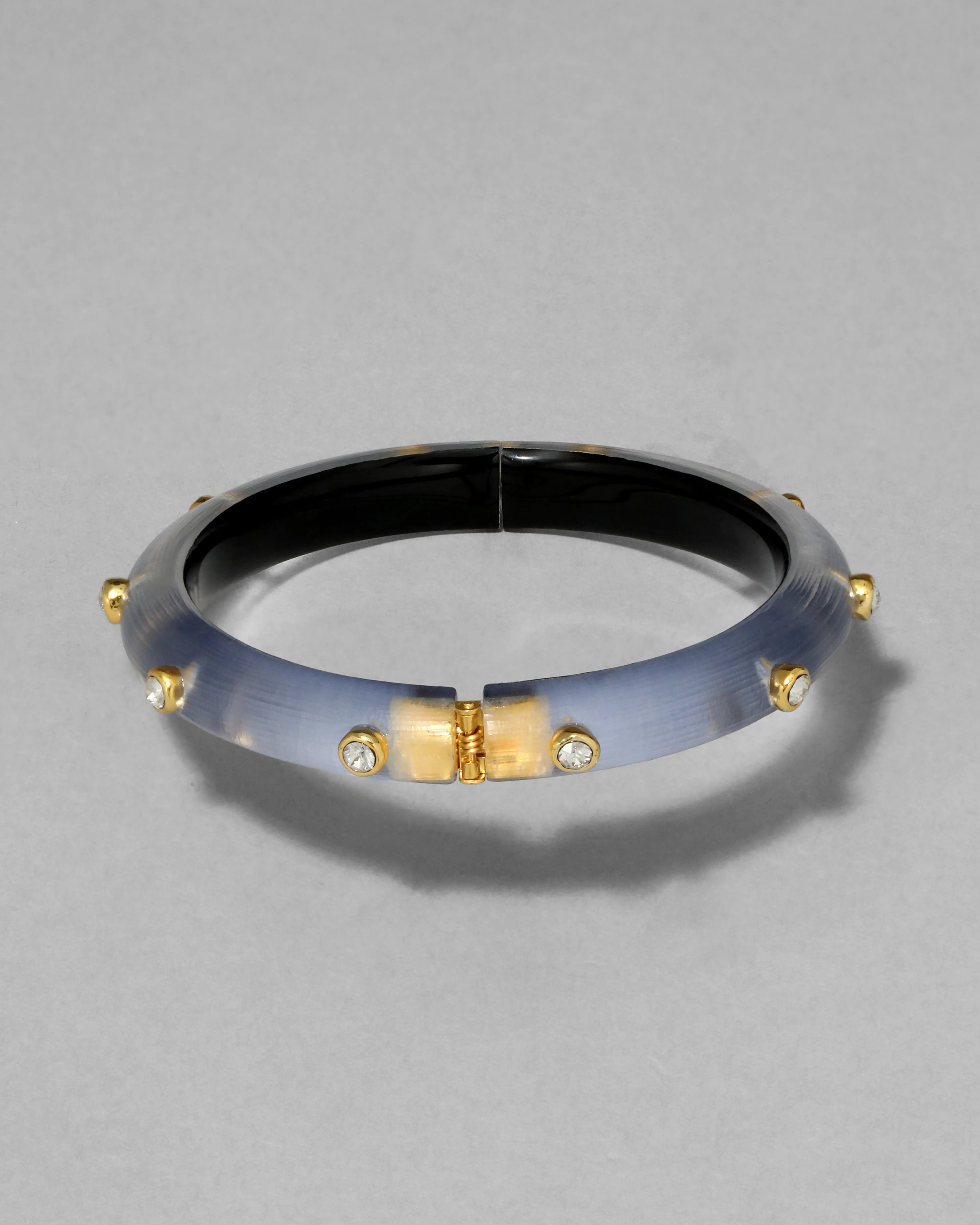 Crystal Studded Lucite Hinge Bracelet- Steel Blue sold by Alexis Bittar product image thumbnail 5