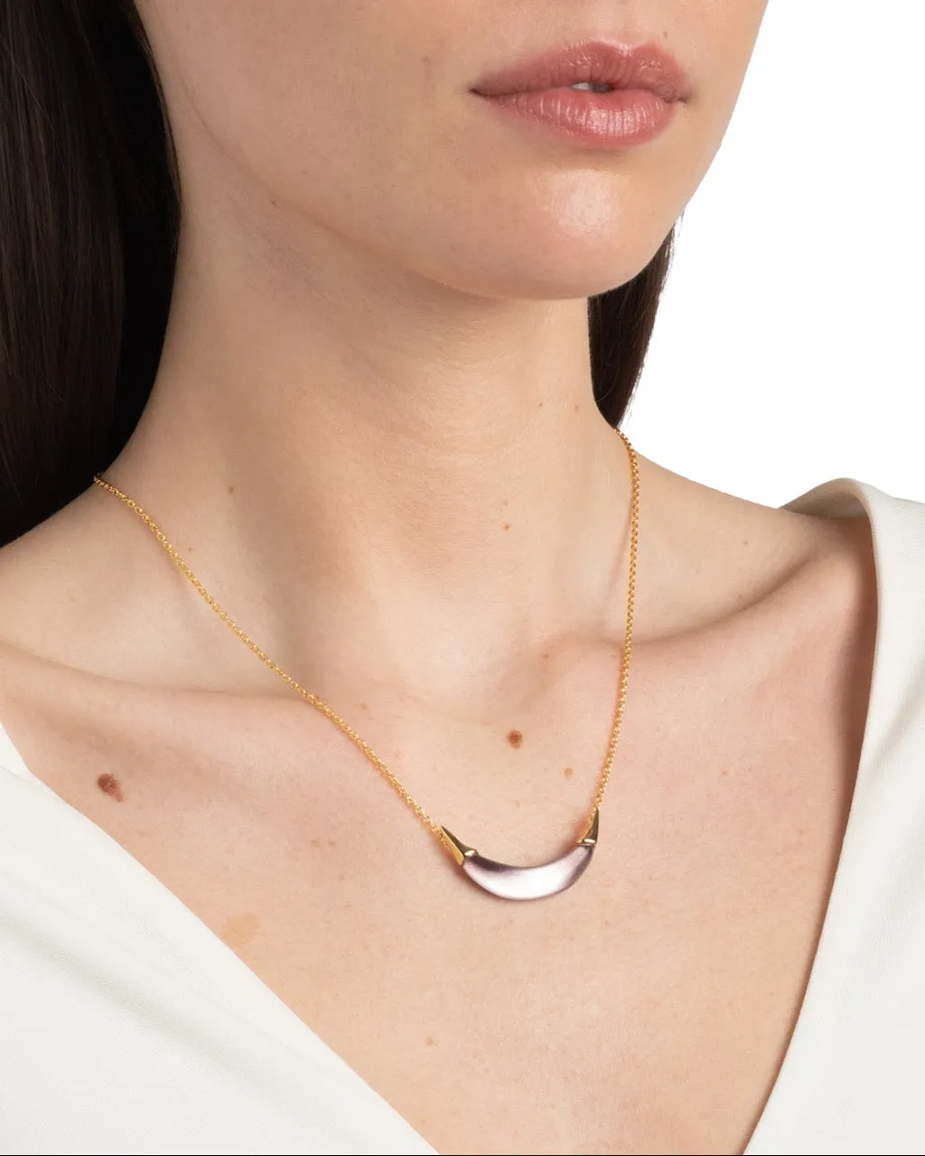 Gold Capped Crescent Necklace- Dusty Rose sold by Alexis Bittar product image thumbnail 2