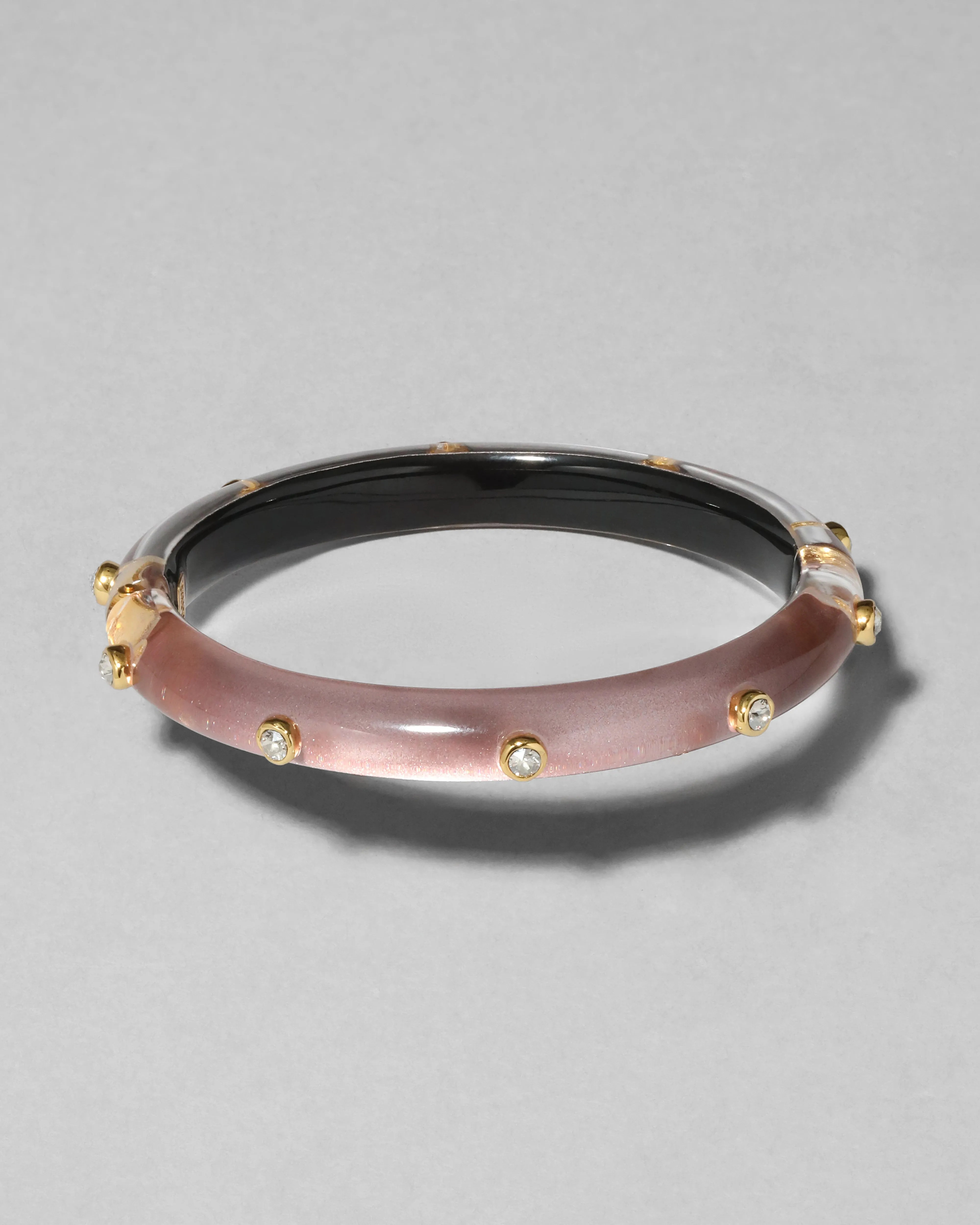 Crystal Studded Lucite Hinge Bracelet- Dusty Rose sold by Alexis Bittar