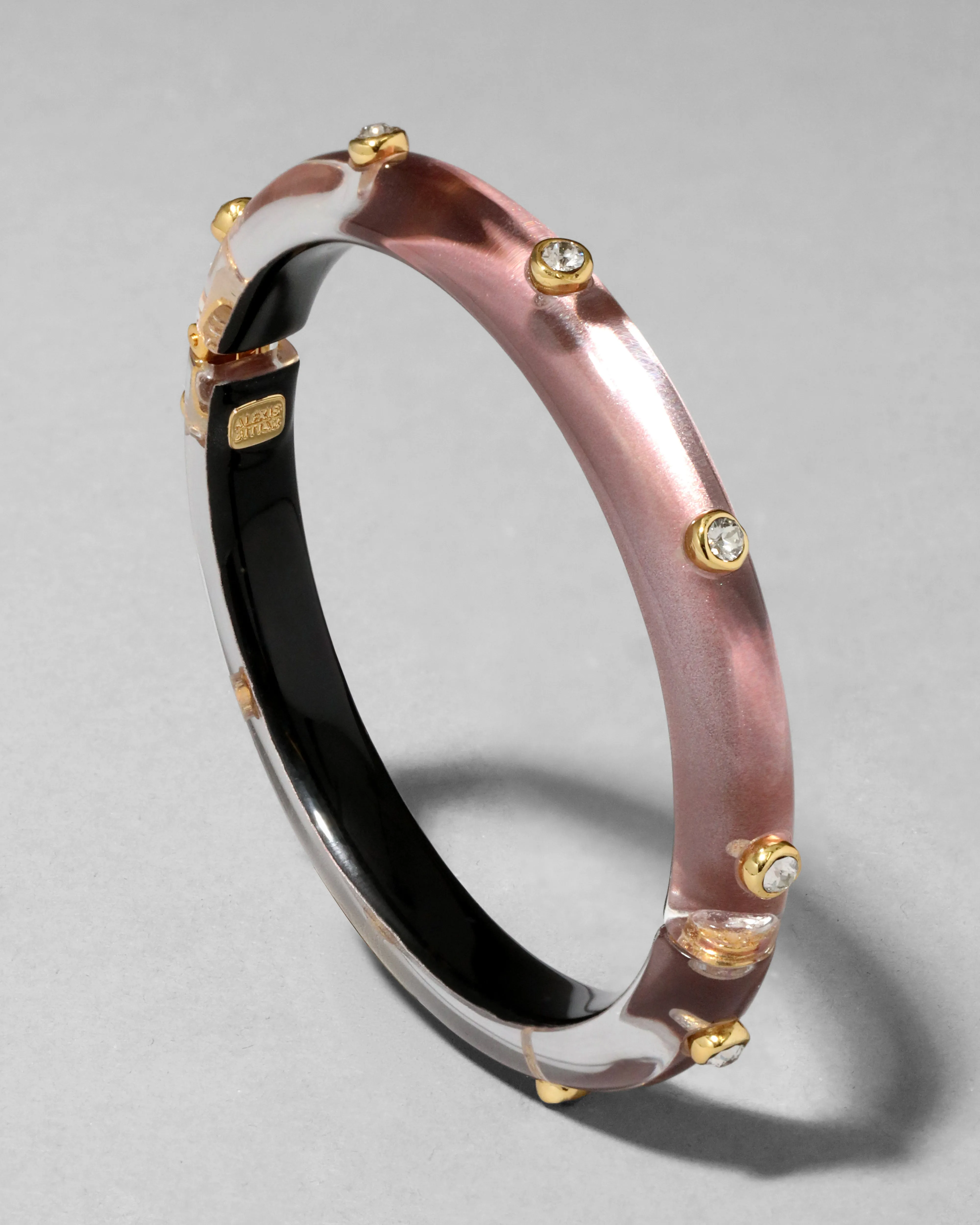 Crystal Studded Lucite Hinge Bracelet- Dusty Rose sold by Alexis Bittar product image thumbnail 2