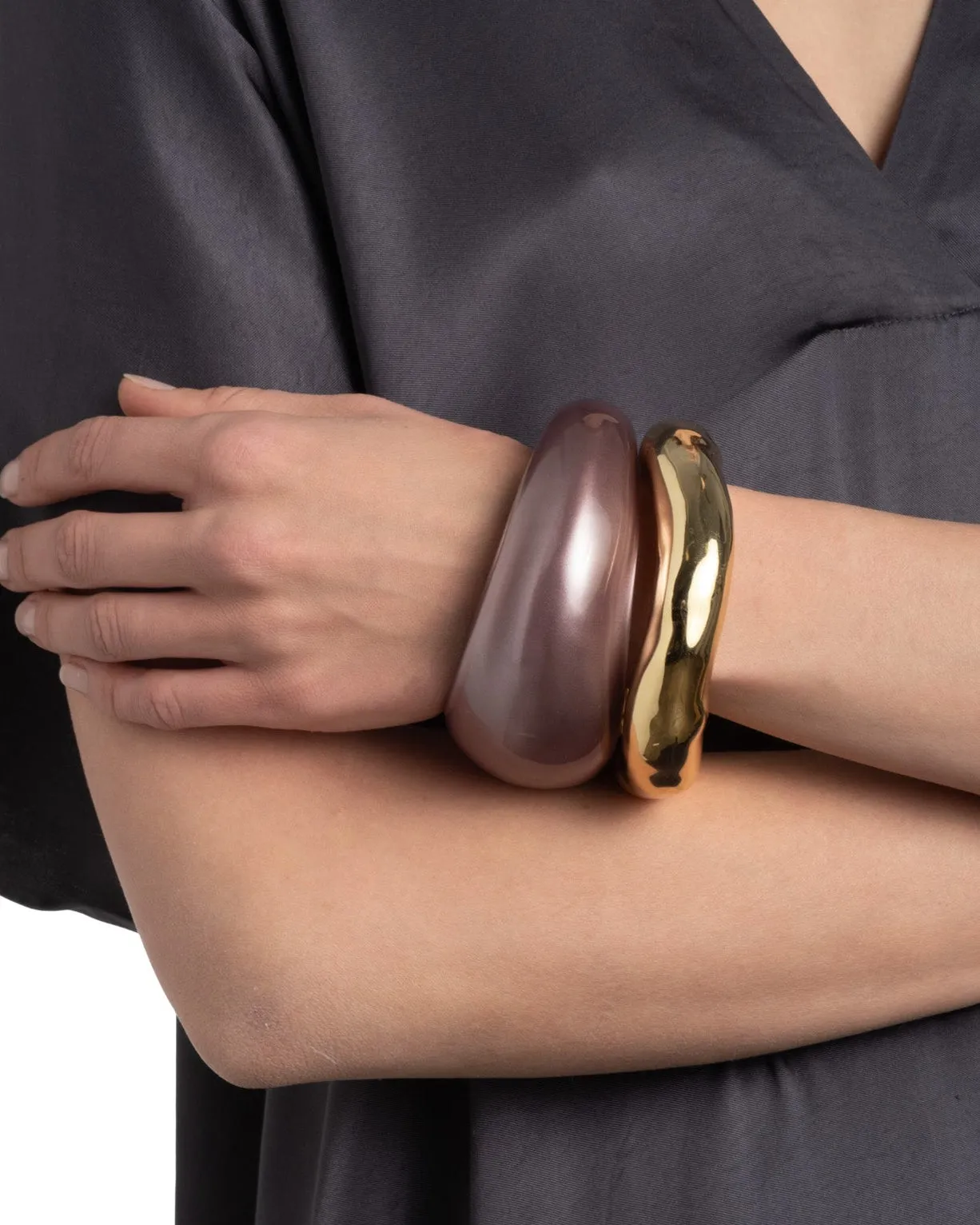Puffy Lucite Tapered Bangle Bracelet- Dusty Rose sold by Alexis Bittar product image thumbnail 2