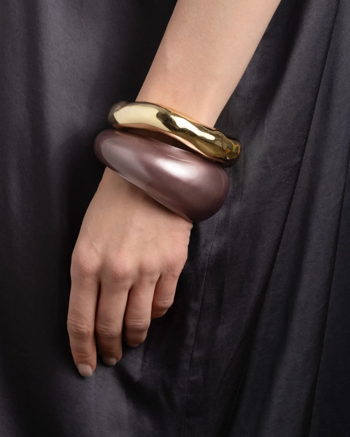 Puffy Lucite Tapered Bangle Bracelet- Dusty Rose sold by Alexis Bittar product image thumbnail 3