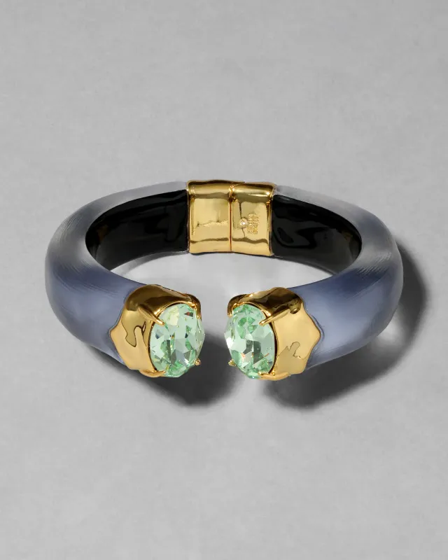 Bonbon Crystal Lucite Hinge Bracelet- Steel Blue sold by Alexis Bittar