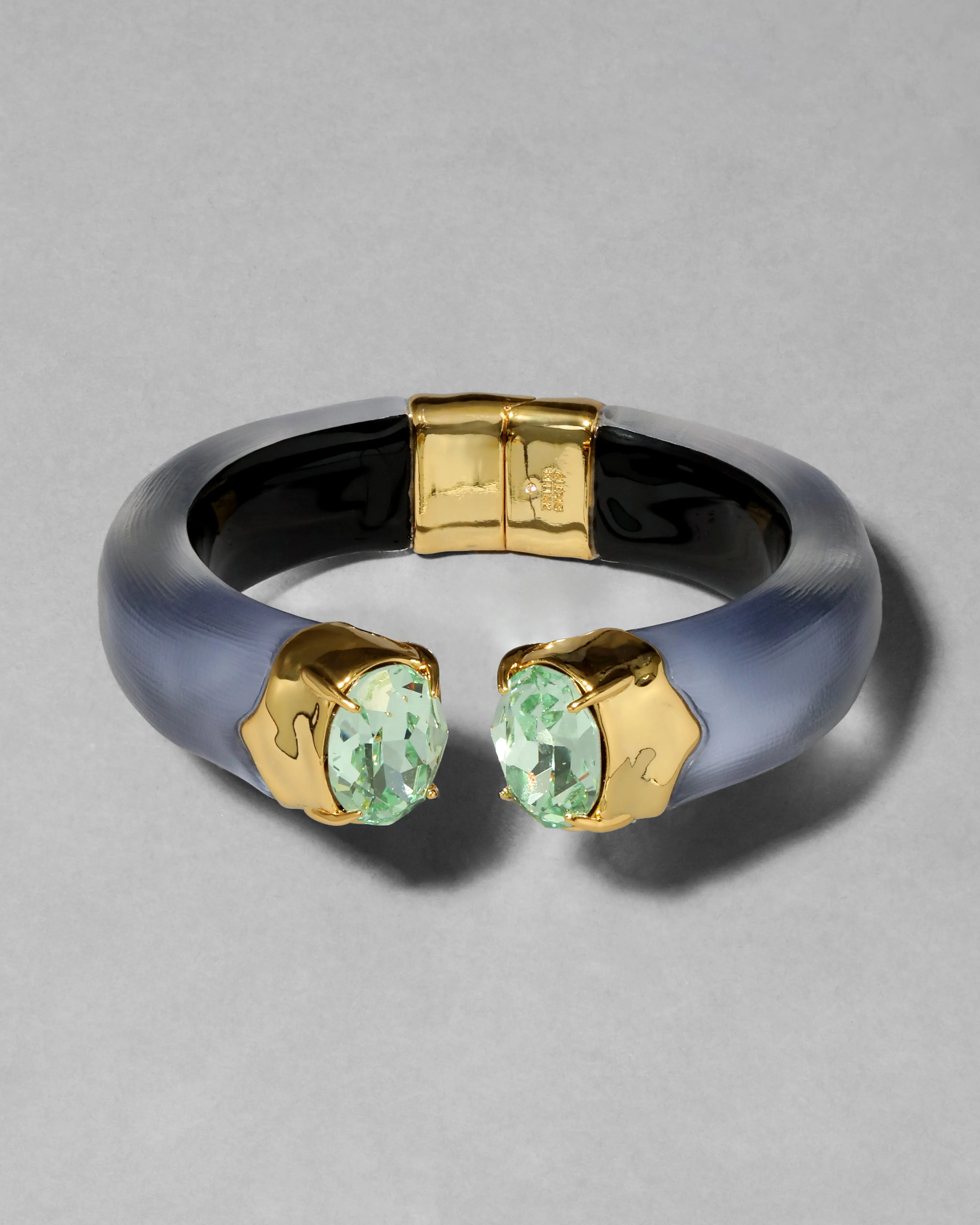 Bonbon Crystal Lucite Hinge Bracelet- Steel Blue sold by Alexis Bittar