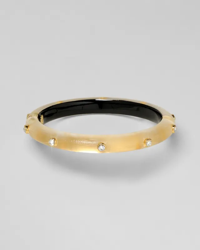 Crystal Studded Lucite Hinge Bracelet - Gold sold by Alexis Bittar