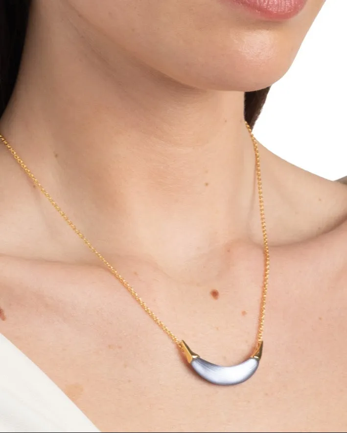 Gold Capped Crescent Lucite Necklace- Steel Blue sold by Alexis Bittar product image thumbnail 3