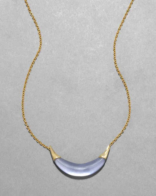 Gold Capped Crescent Lucite Necklace- Steel Blue sold by Alexis Bittar