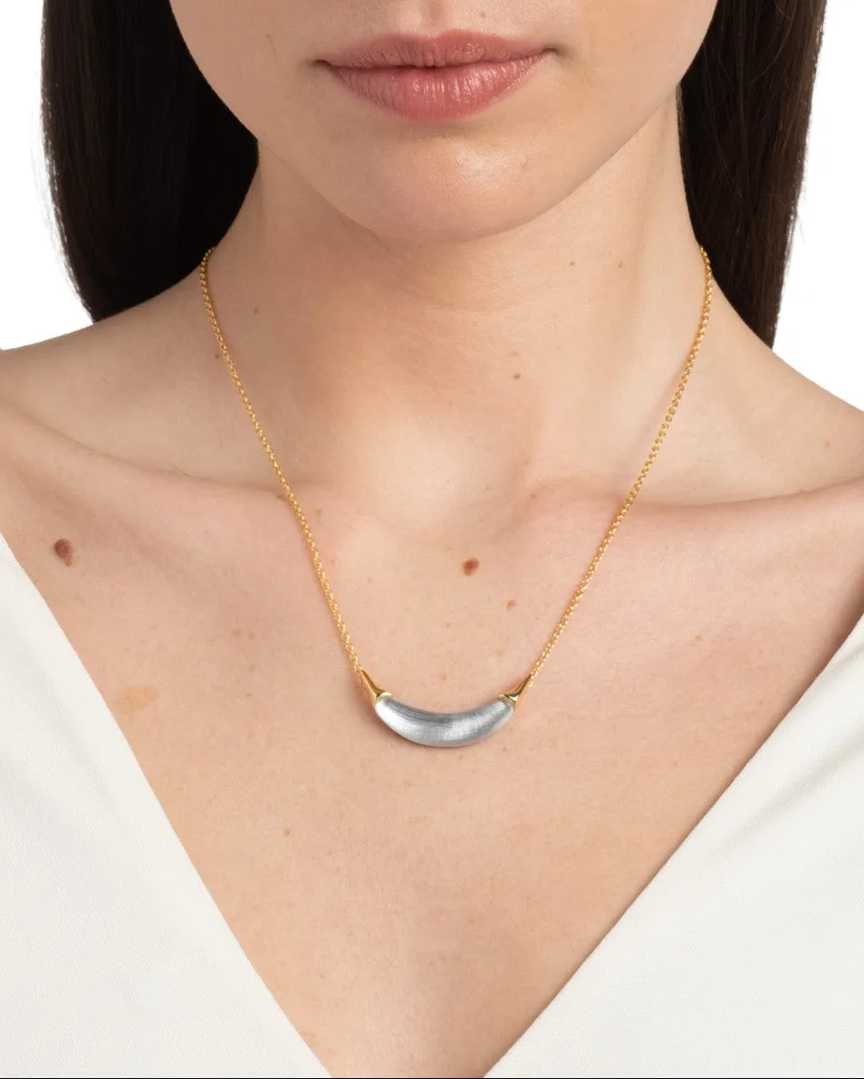 Gold Capped Crescent Lucite Necklace- Steel Blue sold by Alexis Bittar product image thumbnail 2
