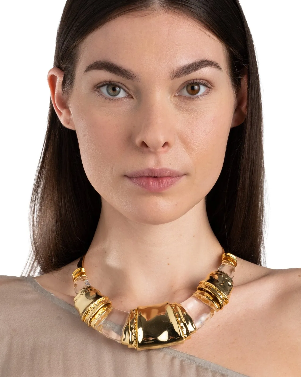 Lucite Brutalist Segmented Collar Necklace sold by Alexis Bittar product image thumbnail 4