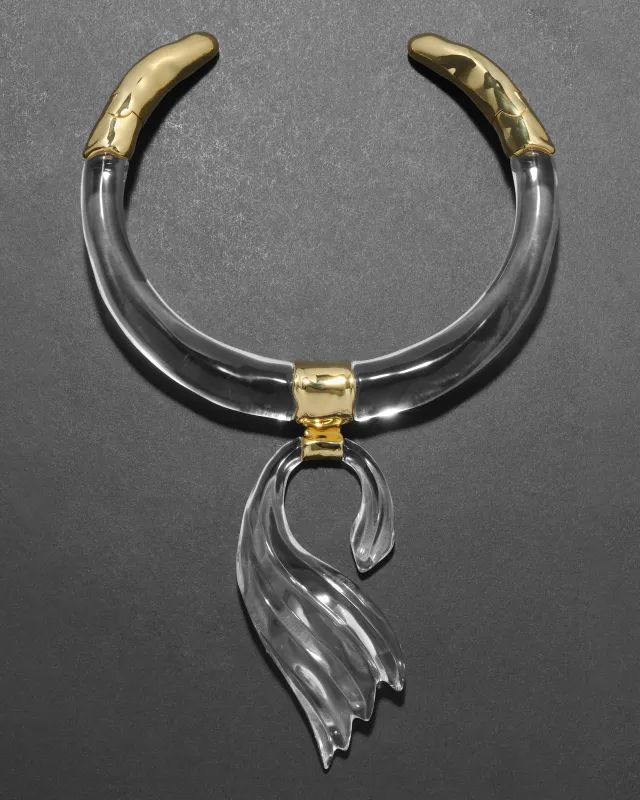 Liquid Lucite Brutalist Pendant Collar Necklace sold by Alexis Bittar