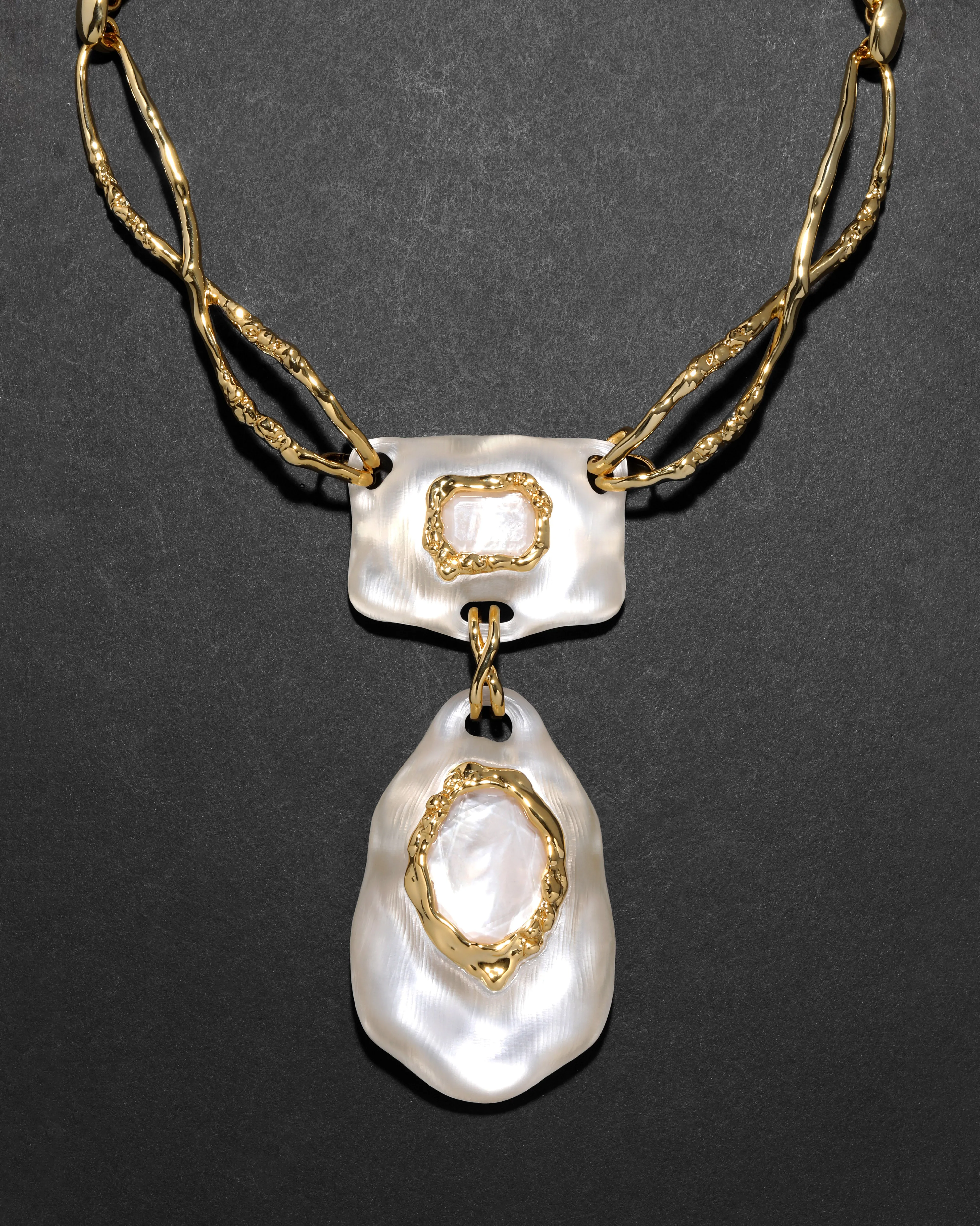 Lucite Brut Mother of Pearl Necklace- Silver sold by Alexis Bittar