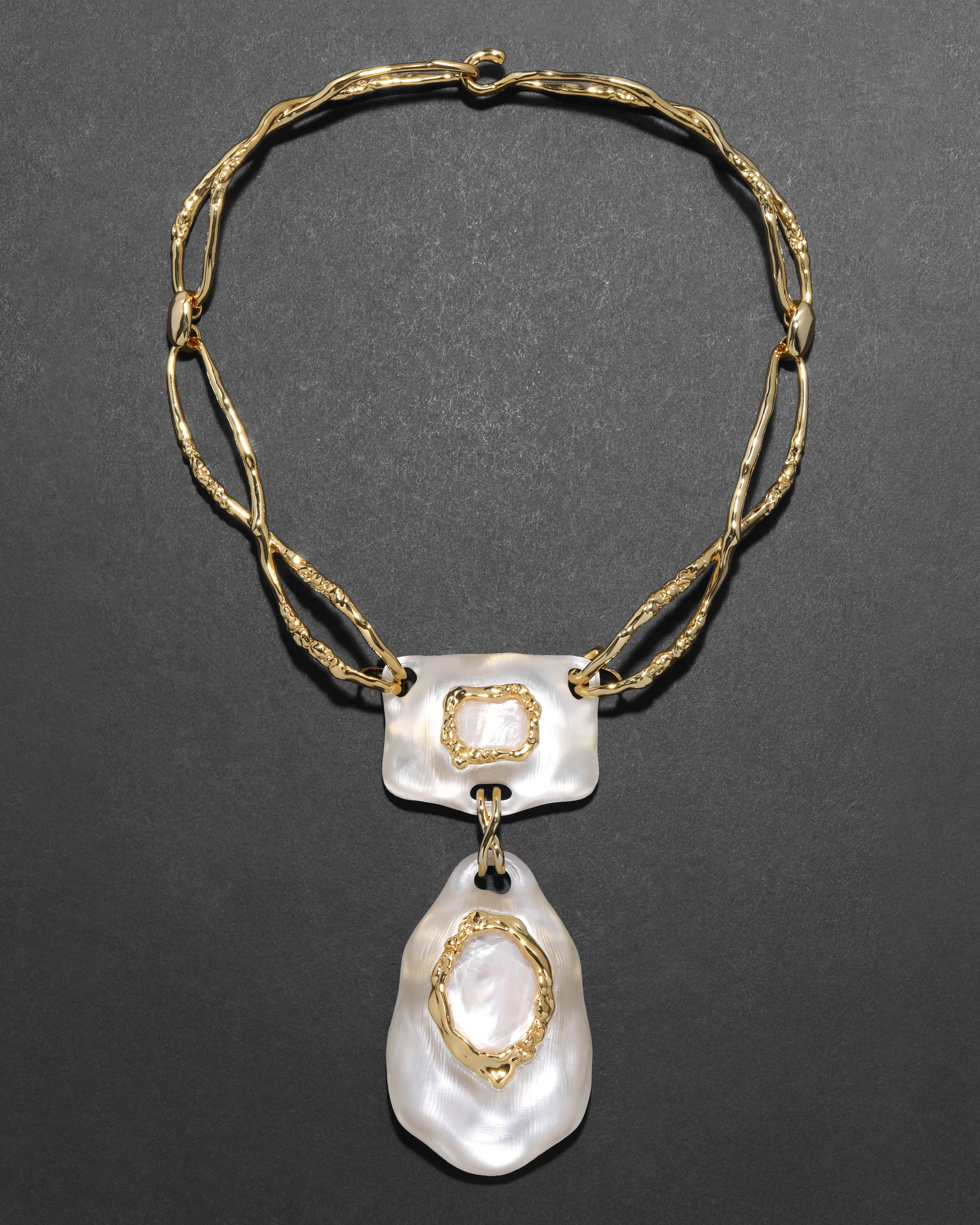 Lucite Brut Mother of Pearl Necklace- Silver sold by Alexis Bittar product image thumbnail 4