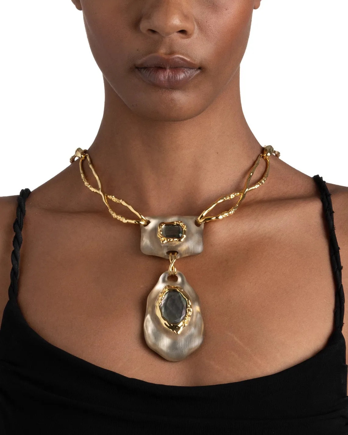 Lucite Brut Mother of Pearl Necklace- Warm Grey sold by Alexis Bittar product image thumbnail 2