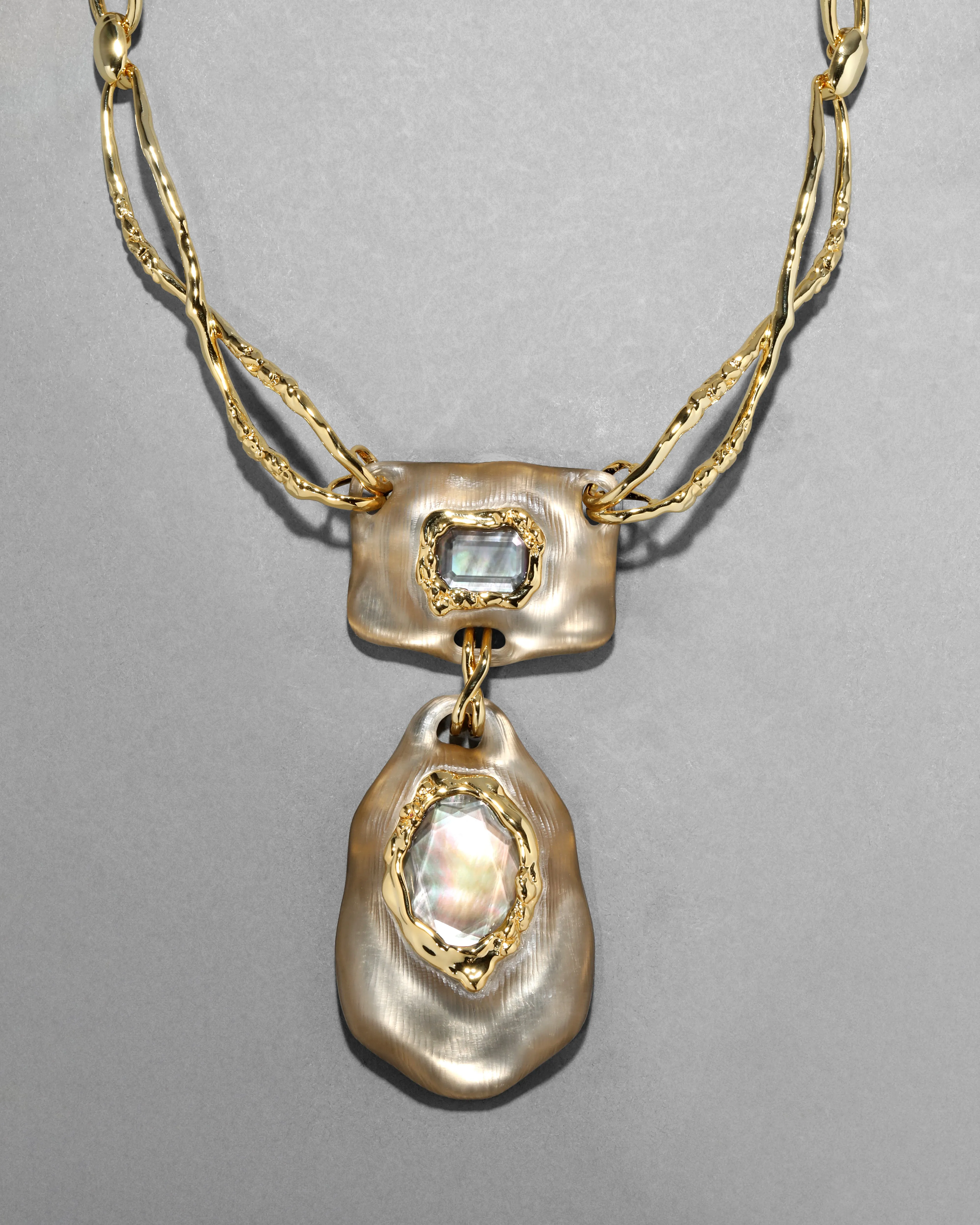 Lucite Brut Mother of Pearl Necklace- Warm Grey sold by Alexis Bittar