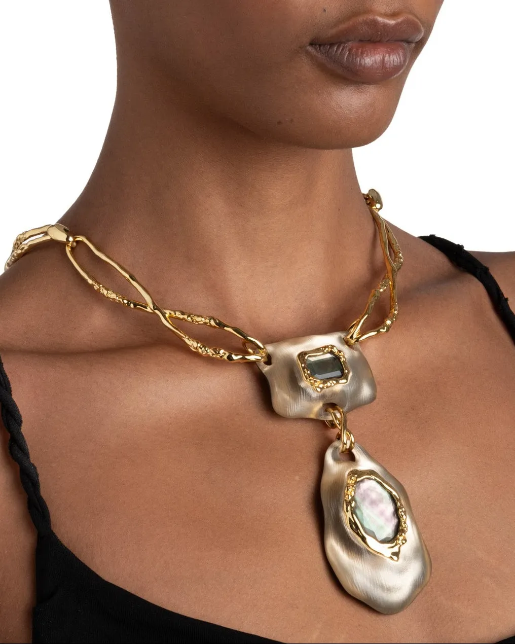 Lucite Brut Mother of Pearl Necklace- Warm Grey sold by Alexis Bittar product image thumbnail 3