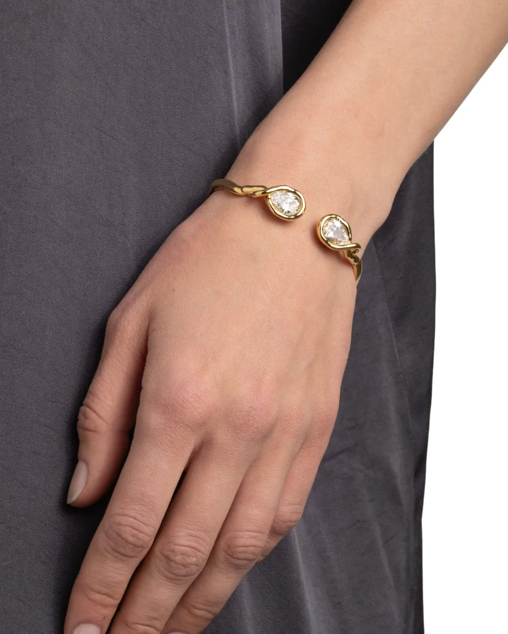 Asterales Crystal Capped Hinge Cuff Bracelet sold by Alexis Bittar product image thumbnail 2