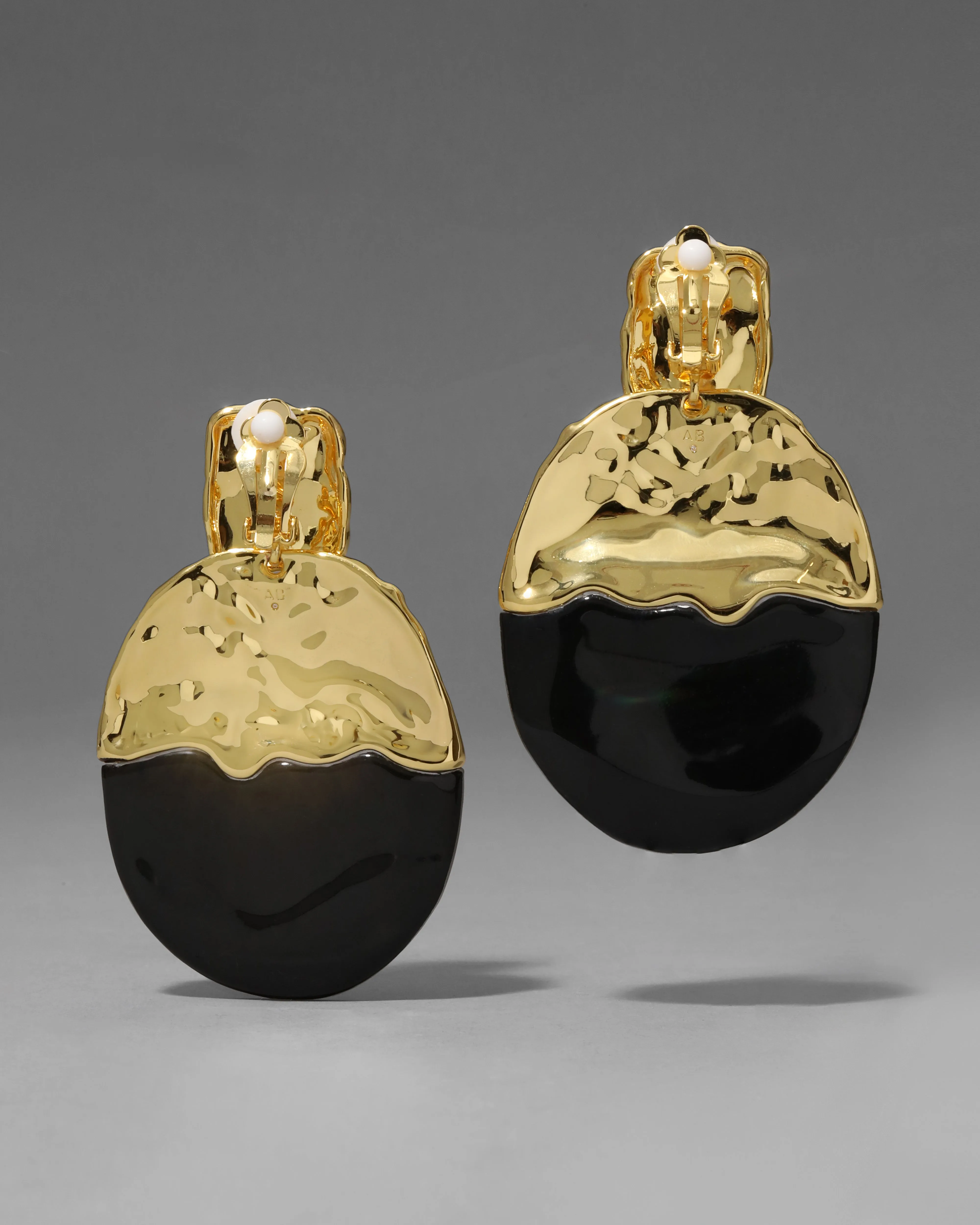 Lucite Brut Gilded Disc Clip Earring- Warm Grey sold by Alexis Bittar product image thumbnail 4