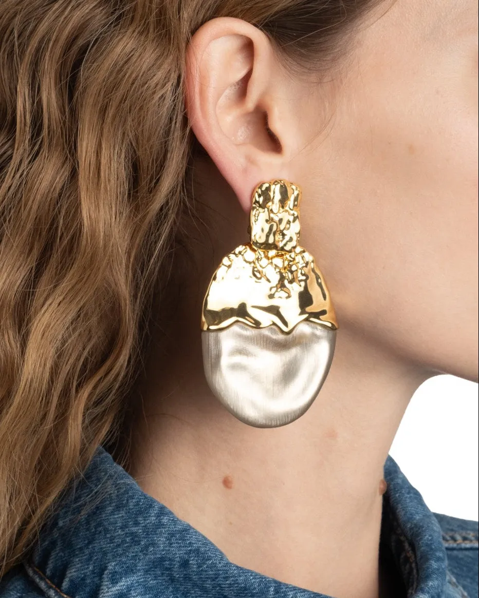 Lucite Brut Gilded Disc Clip Earring- Warm Grey sold by Alexis Bittar product image thumbnail 2