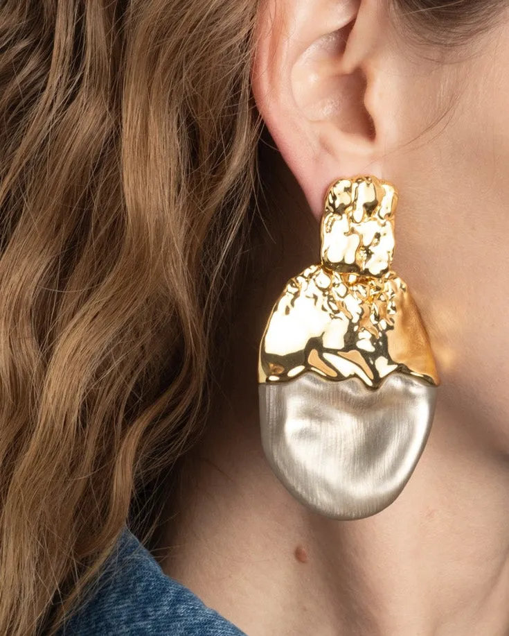 Lucite Brut Gilded Disc Clip Earring- Warm Grey sold by Alexis Bittar product image thumbnail 3