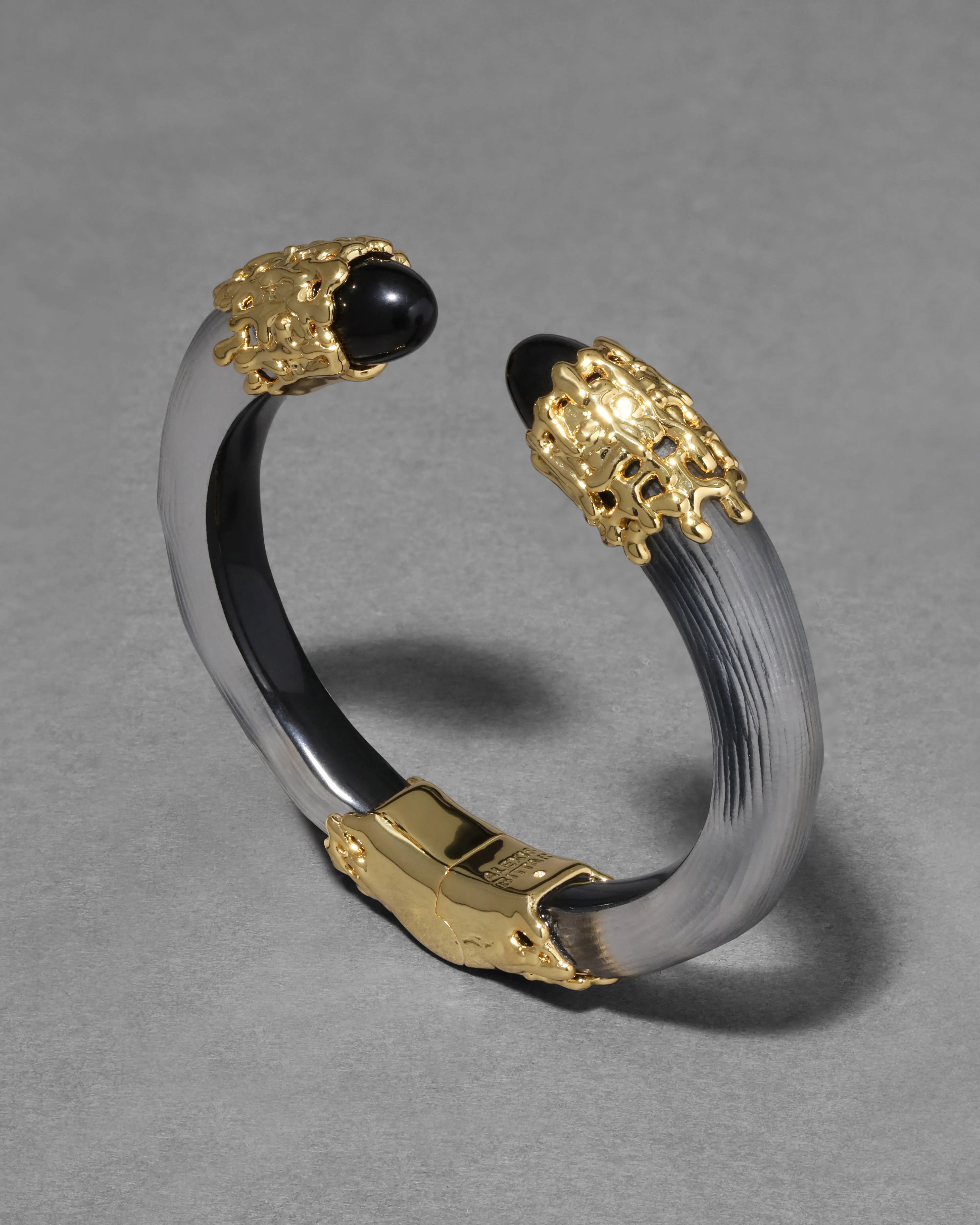 Lucite Brut Black Obsidian Hinge Bracelet- Black sold by Alexis Bittar product image thumbnail 4