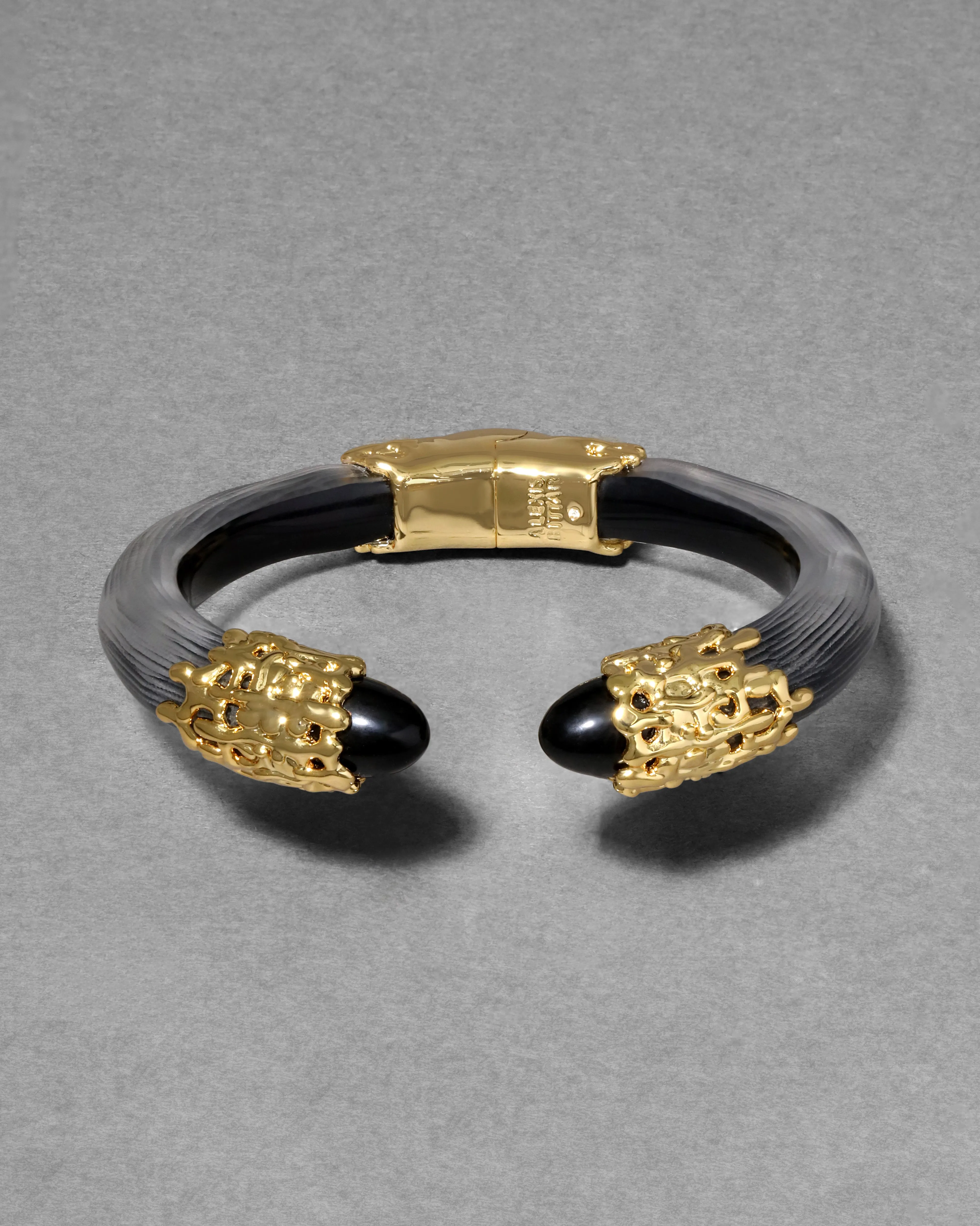 Lucite Brut Black Obsidian Hinge Bracelet- Black sold by Alexis Bittar