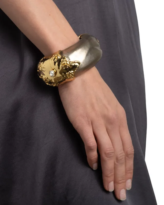 Lucite Brut Wide Hinge Bracelet- Warm Grey sold by Alexis Bittar