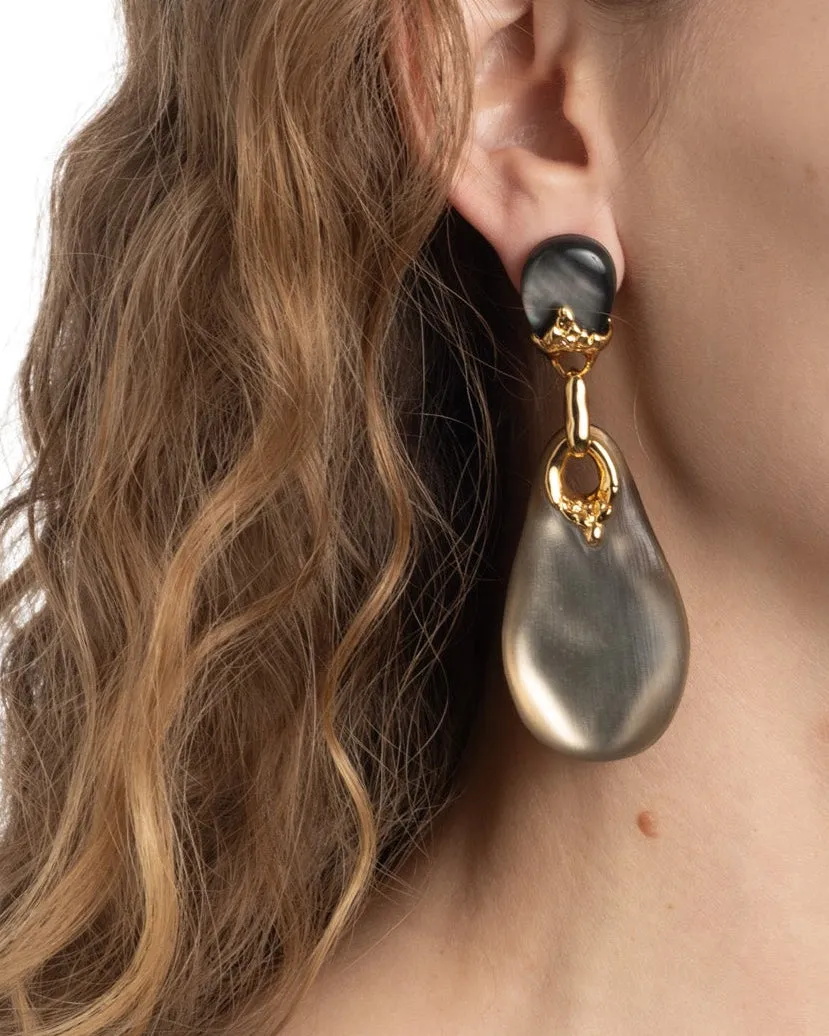 Lucite Brut Large Drop Post Earring- Warm Grey sold by Alexis Bittar product image thumbnail 2