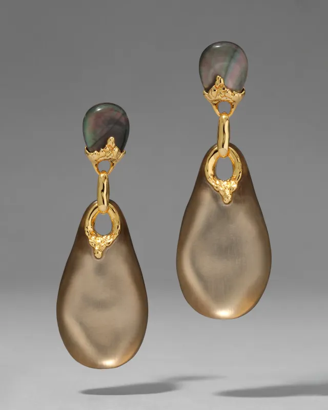 Lucite Brut Large Drop Post Earring- Warm Grey sold by Alexis Bittar