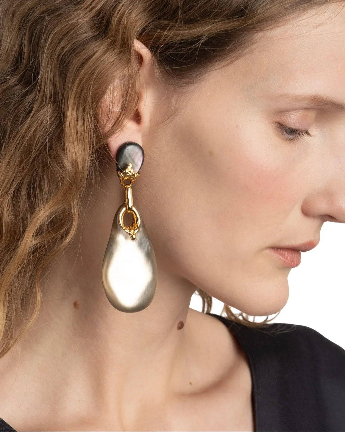 Lucite Brut Large Drop Post Earring- Warm Grey sold by Alexis Bittar product image thumbnail 3