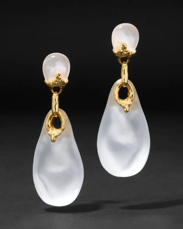 Lucite Brut Large Drop Post Earring- Silver sold by Alexis Bittar