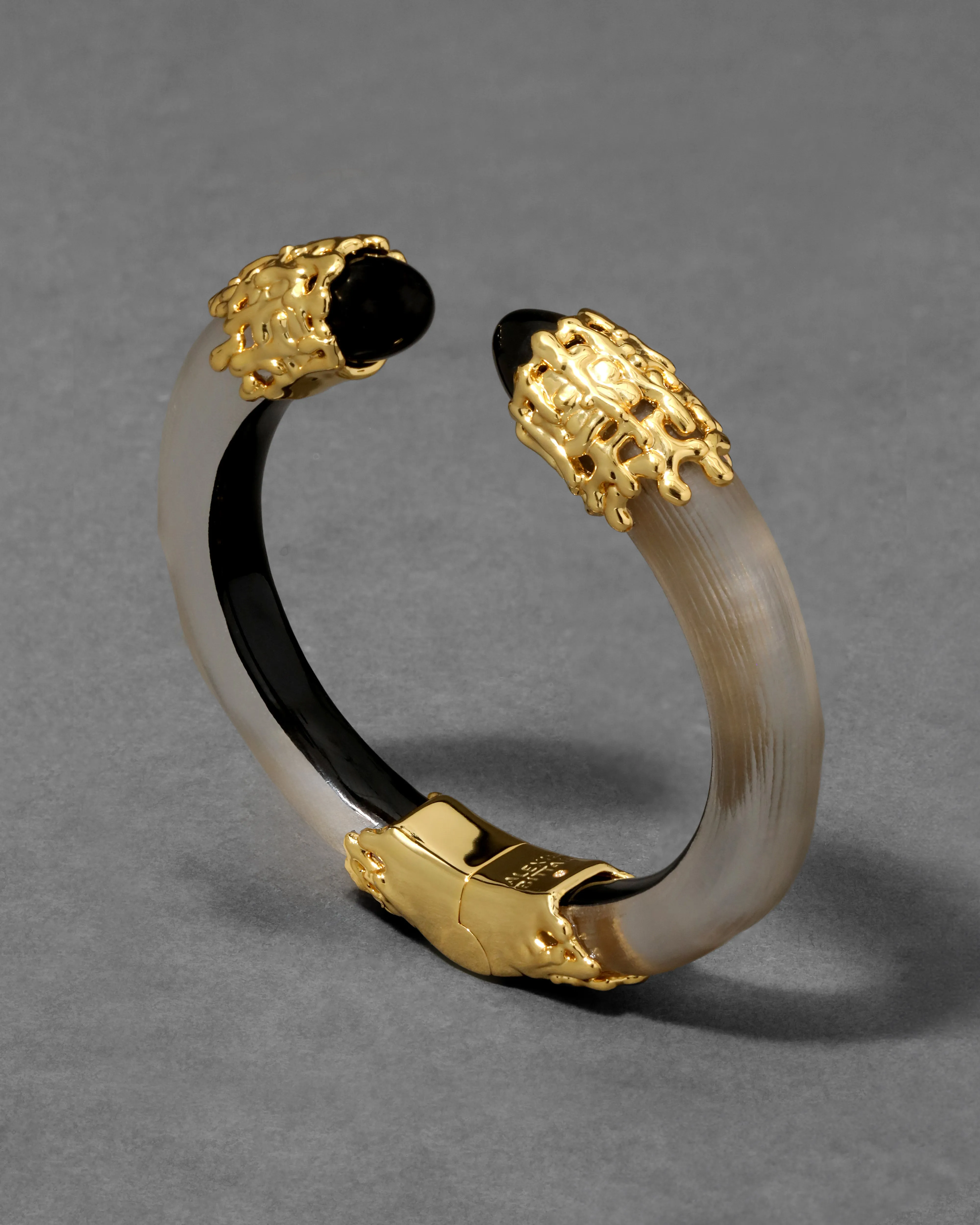 Lucite Brut Black Obsidian Hinge Bracelet- Warm Grey sold by Alexis Bittar product image thumbnail 3